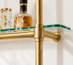 Solid Brass Bistro Shelving with Glass –  Wall-Mounted Kitchen & Bar Shelving