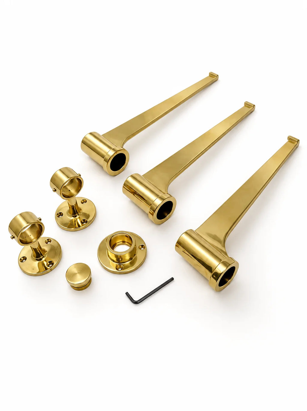 Solid Brass Bistro Shelving with Adjustable Brackets – Kitchen & Bar Glass Shelf Hardware
