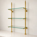 Solid Brass Bistro Shelving with Adjustable Brackets – Kitchen & Bar Glass Shelf Hardware