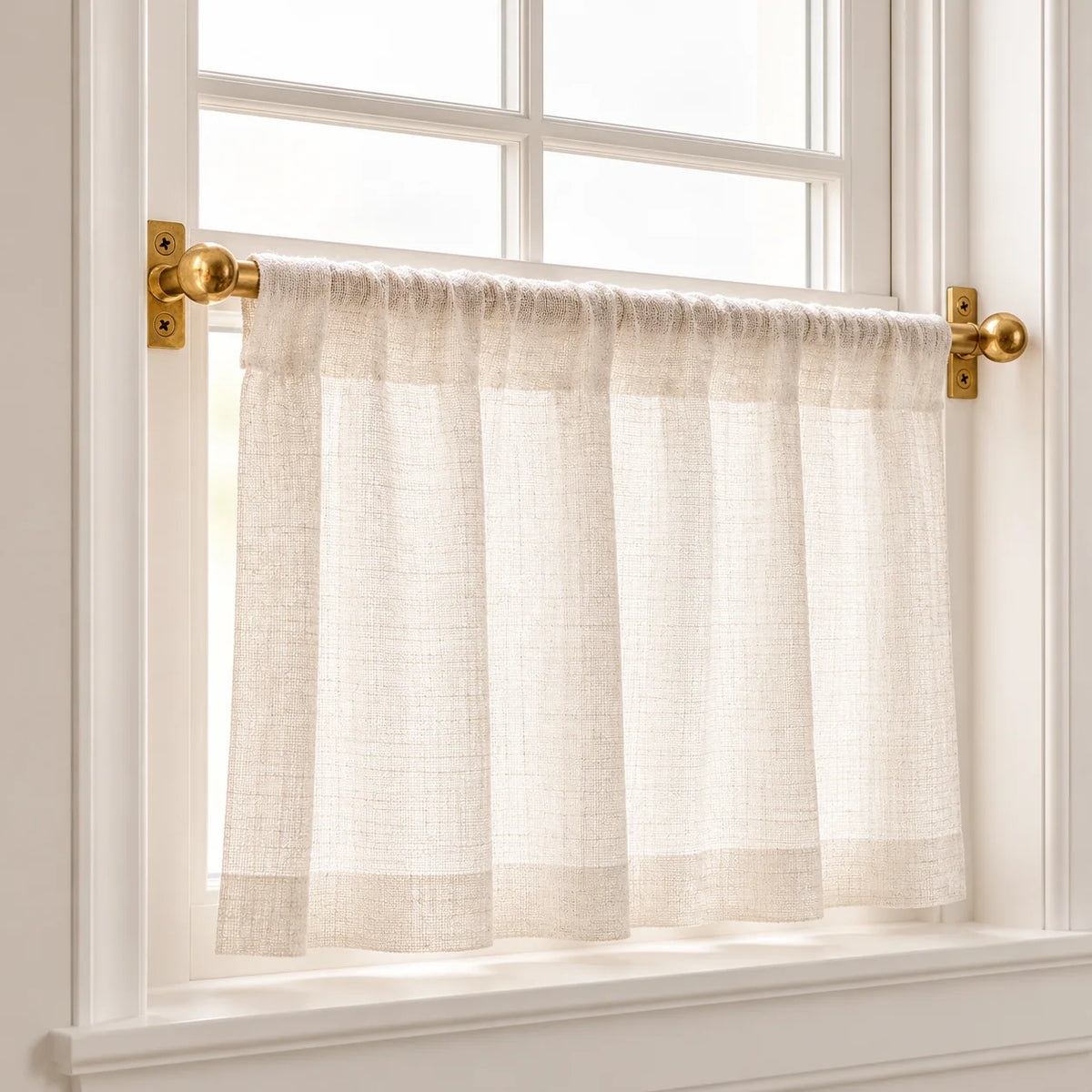 Title Unlacquered Brass Café Curtain Rod, 16 mm Solid Brass Window Rod