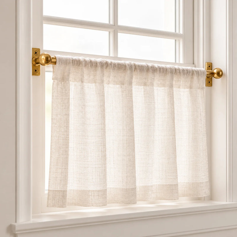 Title Unlacquered Brass Café Curtain Rod, 16 mm Solid Brass Window Rod