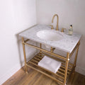 Solid Unlacquered Brass Console Sink Frame with Shelf — Handmade &amp; Made to Order