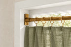 Unlacquered Brass Cafe Curtain Rod Inside Mount, Solid Brass Window Rod with Rings