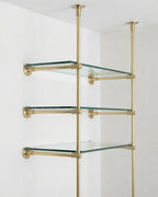 Solid Brass Bistro Shelving, Tempered Glass Shelves