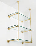 Solid Brass Bistro Shelving, Tempered Glass Shelves