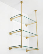 Solid Brass Bistro Shelving, Tempered Glass Shelves