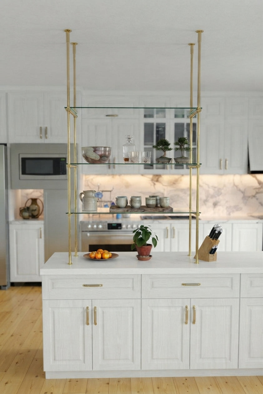 Kitchen Bistro Shelving With Tempered glass Shelves