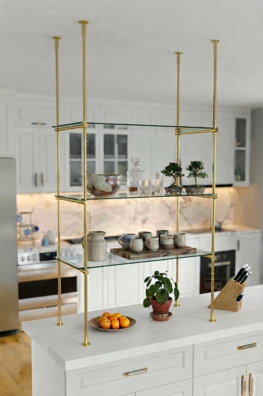 Kitchen Bistro Shelving With Tempered glass Shelves