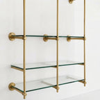 Solid Brass Bistro Shelving, Tempered Glass Shelves