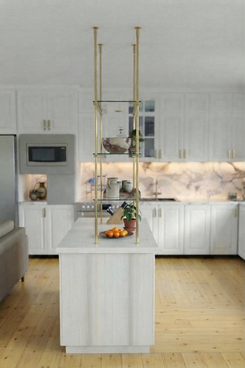 Kitchen Bistro Shelving With Tempered glass Shelves