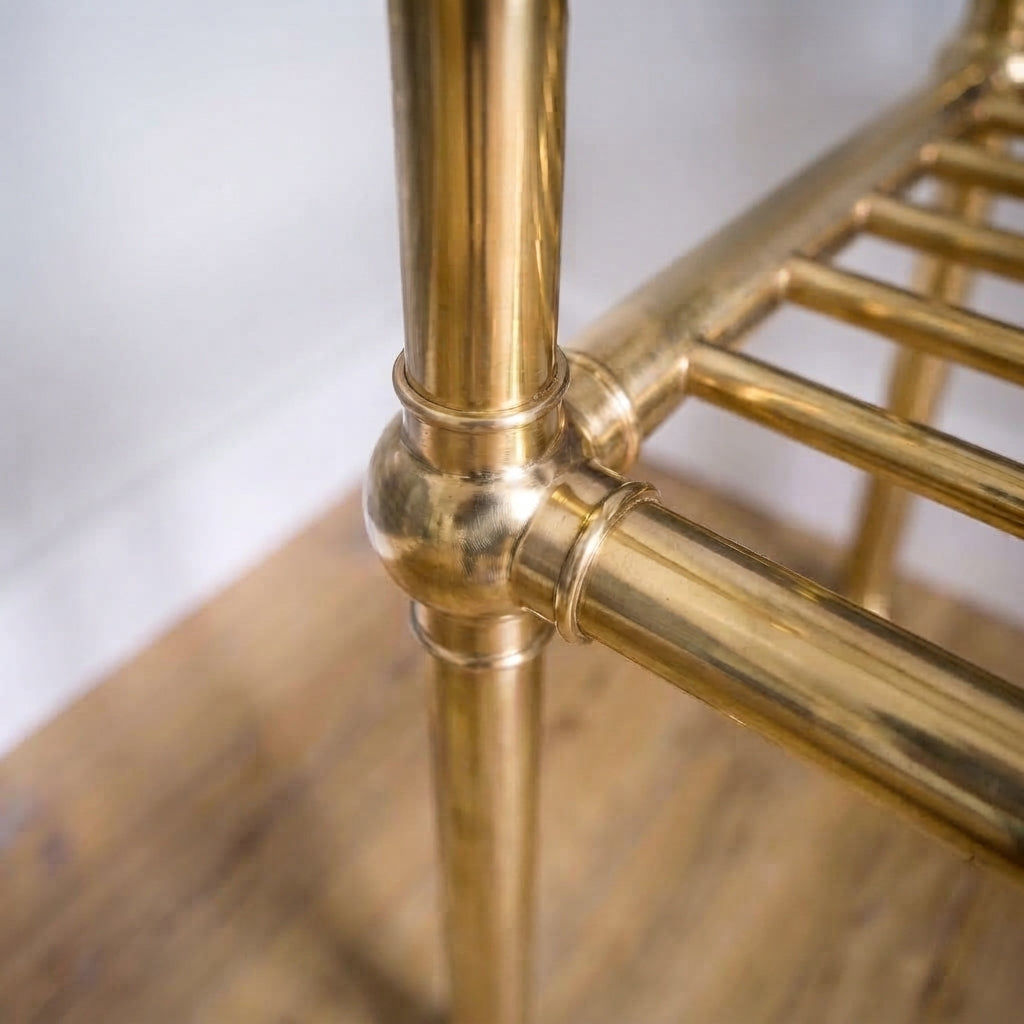 Solid Unlacquered Brass Console Sink Frame with Shelf — Handmade &amp; Made to Order